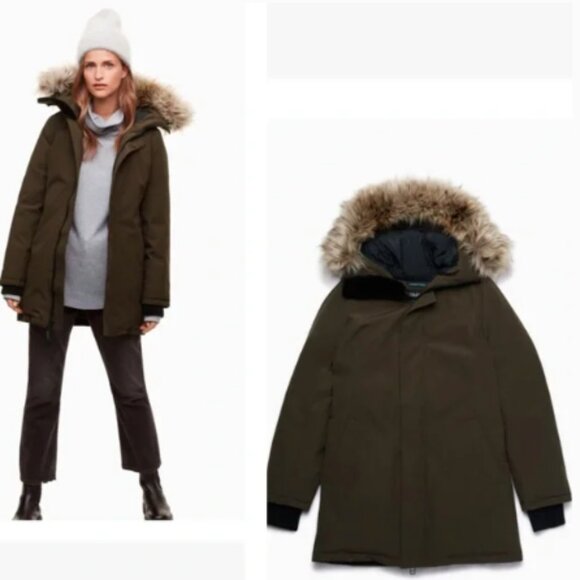 GOLDEN by Tna Waterproof Canvas Haven Parka In Dark Olive Size M - Picture 2 of 7